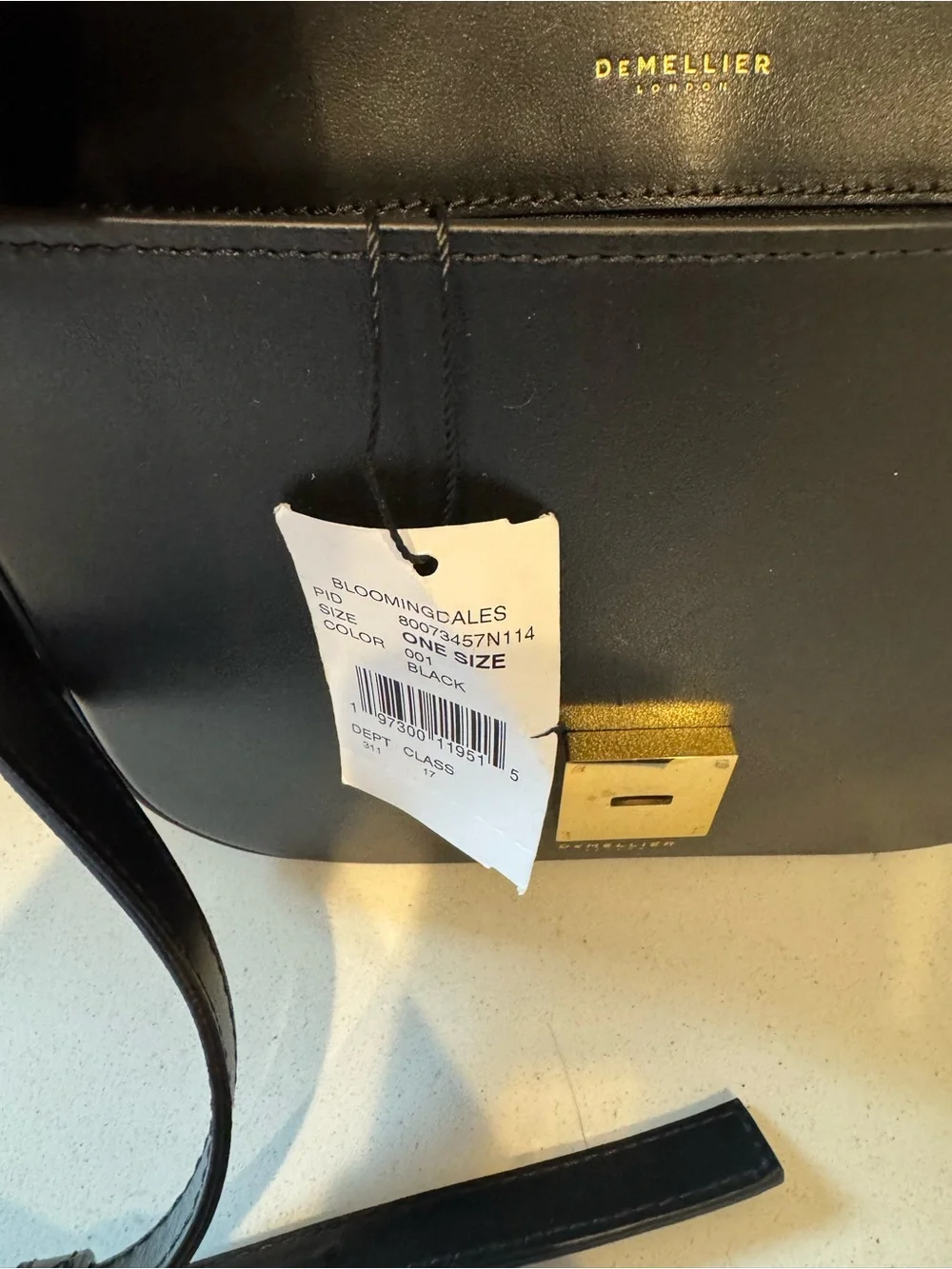 DEMEILLER Vancouver Black Leather Crossbody Bag with Gold Hardware NWT - Picture 7 of 11